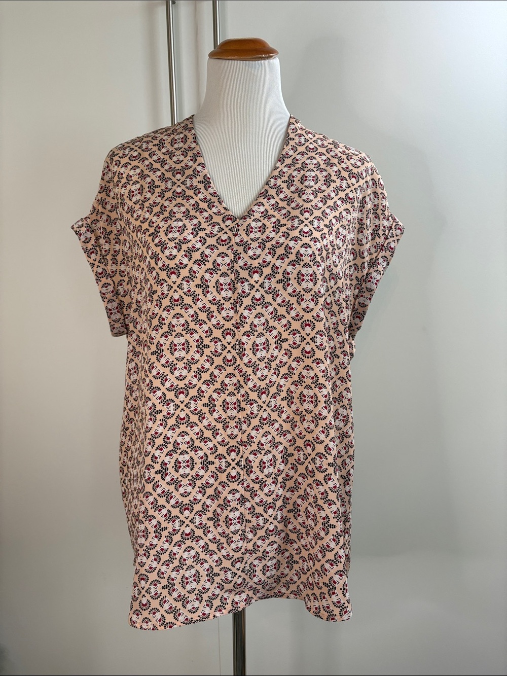 Pleione Pink Patterned V-Neck Tunic L